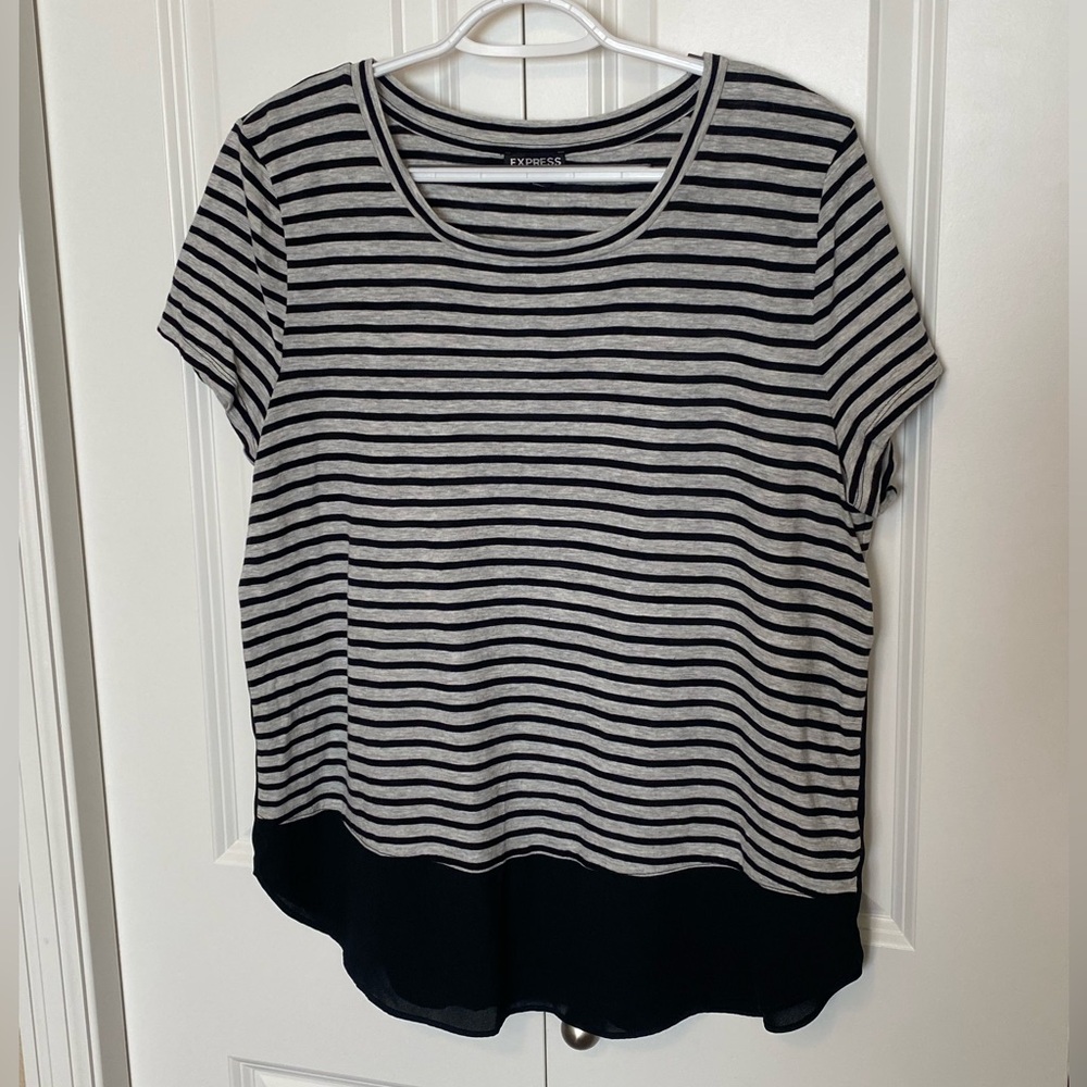 Express striped tee with sheer panels